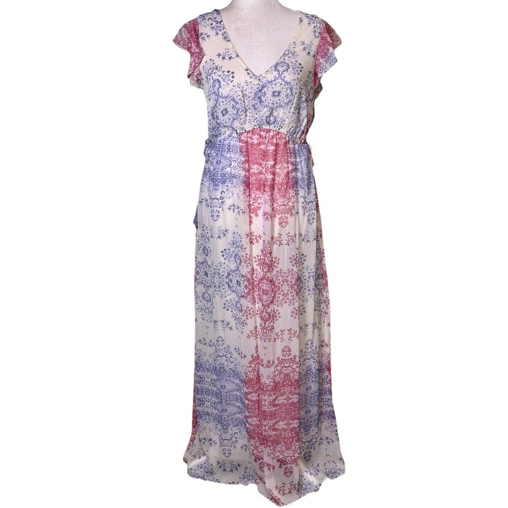Knox Rose Women's Boho Festival Patchwork Maxi Dress Empire Waist Flowy Beach Sm
